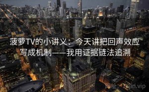 菠萝TV的小讲义：今天讲把回声效应写成机制——我用证据链法追溯