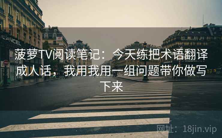 菠萝TV阅读笔记：今天练把术语翻译成人话，我用我用一组问题带你做写下来